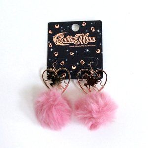 Sailor Moon Pink Fuzzy Pompom Earrings